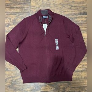 Men's Club Room Burgundy Sweater Cardigan Large nwt